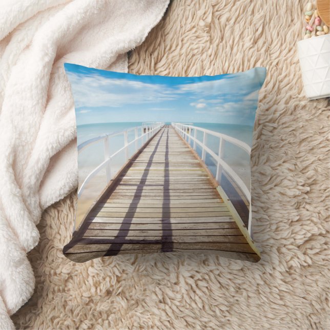 Tropical Beach Pier Dekorativ kudde (Filt)