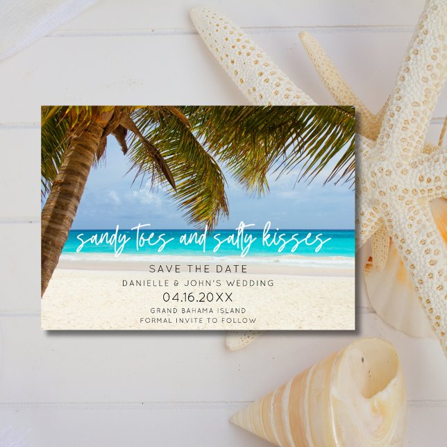 Tropical Beach Salty Kisses Bröllop spara datum Datumet (Tropical Beach Salty Kisses Wedding Save The Date)