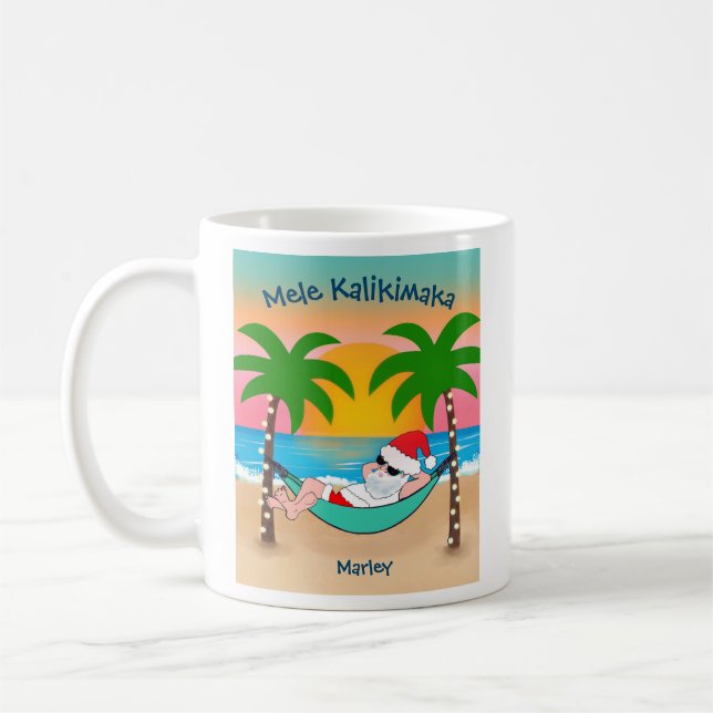 Tropical Beach Santa Mele Kalikimaka jul Kaffemugg (Vänster)
