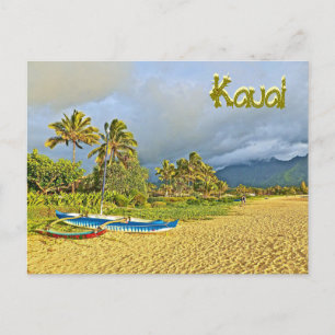 Tropical Beach Scene, Kauai Hawaii Vykort