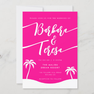 Tropical Beach Script Lesbisk Bröllop Inbjudningar