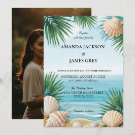 Tropical Beach Sea Blue Wedding Invitation Inbjudningar
