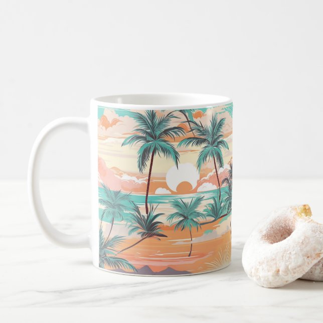 Tropical Beach Sunset Kaffemugg (Med munk)