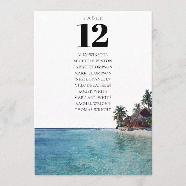 Tropical Beach Table Number Seating Chart Inbjudningar (Framsida)