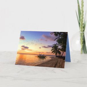 Tropical Beach Tahiti Island Sunset Kort