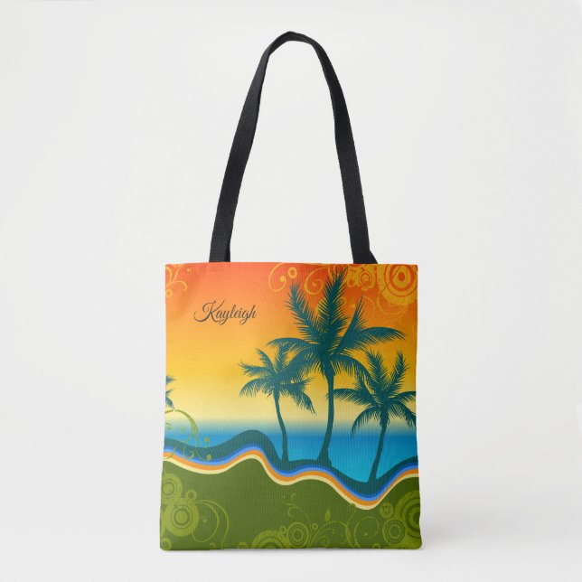 Tropical Beach Tote Bag Tygkasse (Framsida)