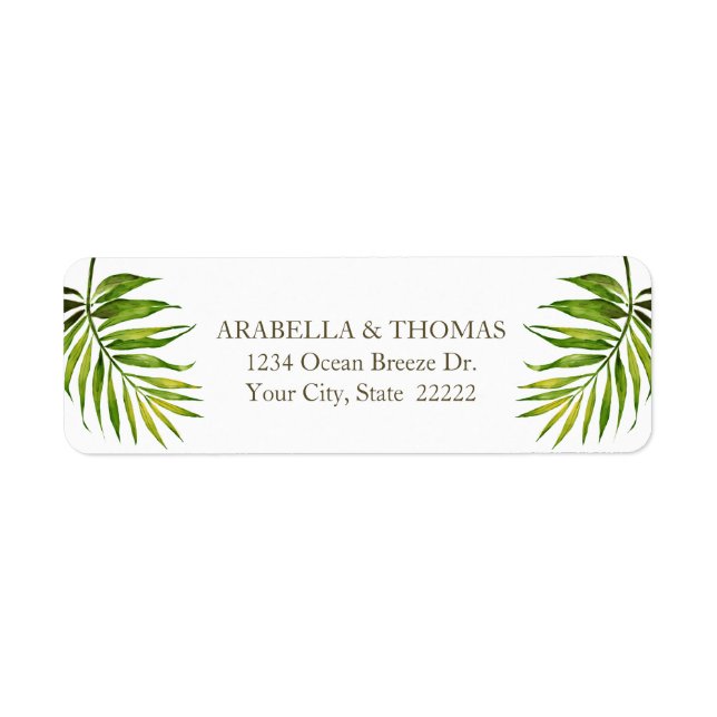 Tropical Beach Twilight | RETURADRESSEN HANDFLATAN Returadress Etikett (Framsidan)