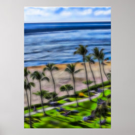 Tropical Beach Vacation Sol och Sand Maui Hawaii Poster