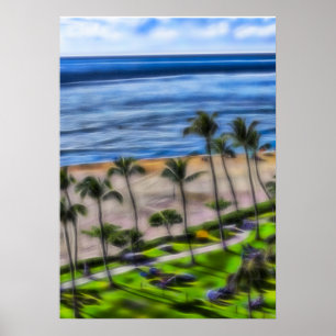 Tropical Beach Vacation Sol och Sand Maui Hawaii Poster