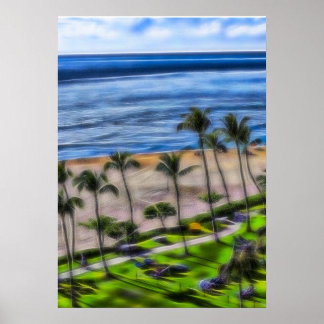 Tropical Beach Vacation Sol och Sand Maui Hawaii Poster (Framsidan)