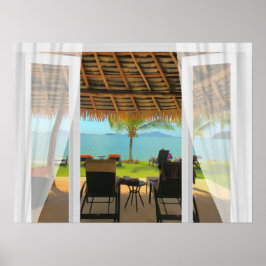 Tropical Beach View through your Window Poster