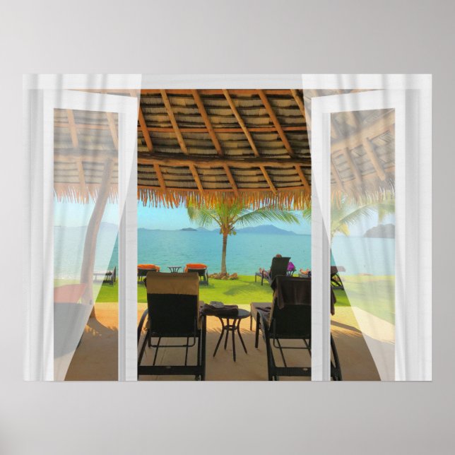 Tropical Beach View through your Window Poster (Framsidan)