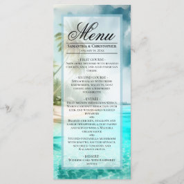 Tropical Beach Watercolor Elegant Coastal Wedding Meny