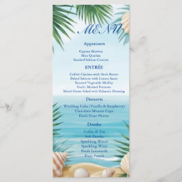 Tropical Beach Wedding Reception Menu Card Meny