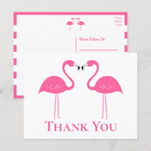 Tropical Beach Wedding Rosa Flamingo Tack Vykort