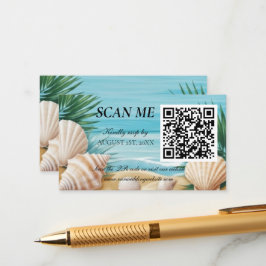 Tropical Beach Wedding RSVP QR Code Enclosure Tilläggskort