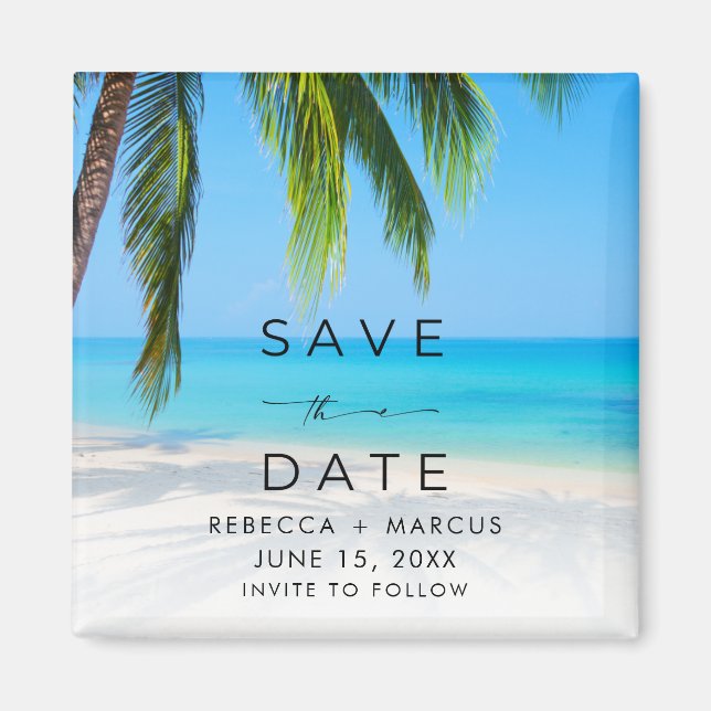 Tropical Beach Wedding Save the Date Magnet (Framsidan)