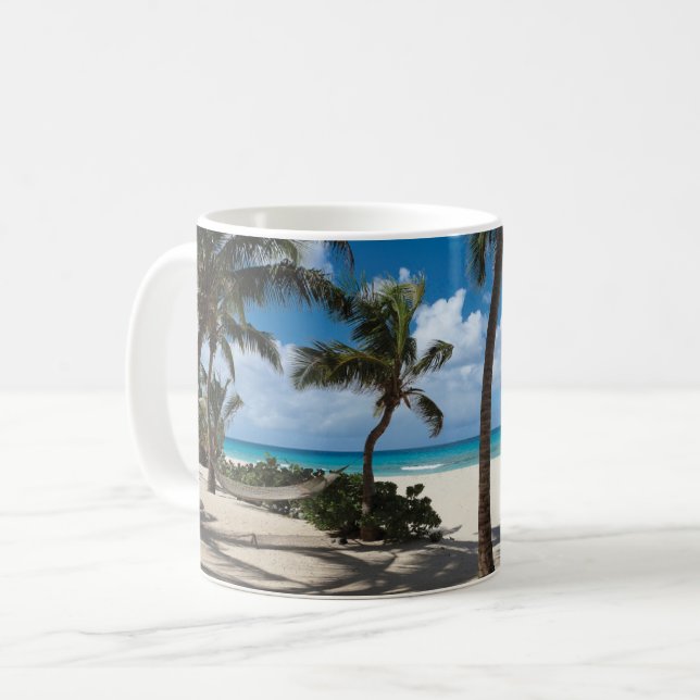 Tropical Beaches | Anguilla Beach, Palm Tree Kaffemugg (Framsida vänster)