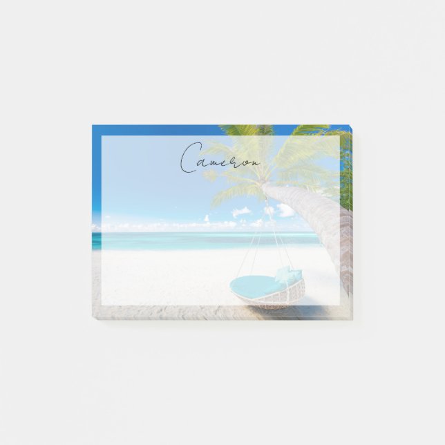 Tropical Beaches | Tropical Landscape Beach Swing Post-it Block (Framsida)