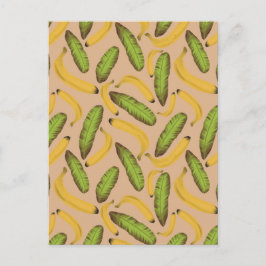 Tropical Beige Banana Löv Mönster Vykort