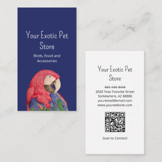 Tropical Bird Macaw Pet Store QR code Blue Visitkort