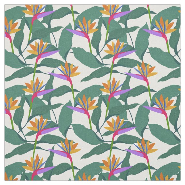 Tropical Bird of Paradise Floral Pattern Tyg (Provkarta)