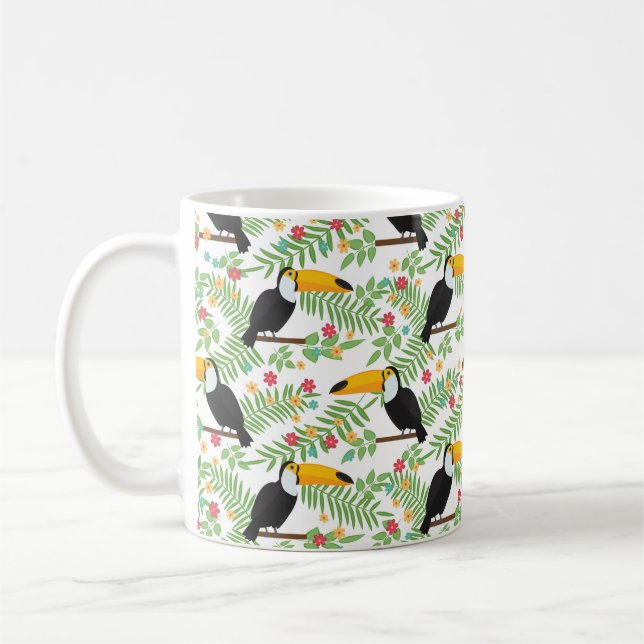 Tropical bird seamless mönster-bakgrund. Toucan  Kaffemugg (Vänster)
