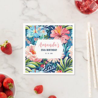 Tropical Birthday Party Floral Pattern Pappersservett