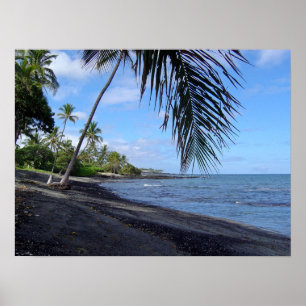 Tropical Black Beach of Hawaii Poster