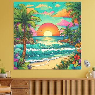 Tropical Bläck Dusk Canvastryck