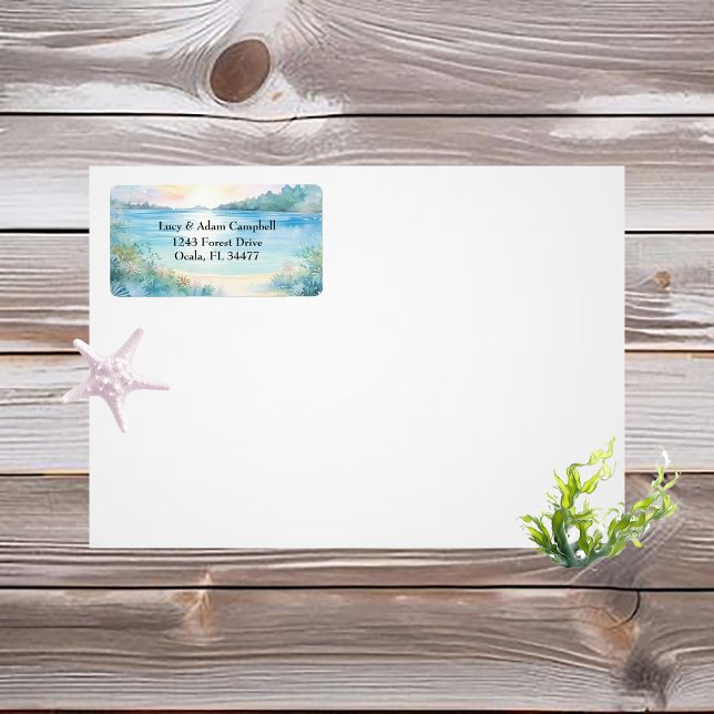 Tropical Bliss Bröllop Return Address Label Adressetikett (Skapare uppladdad)