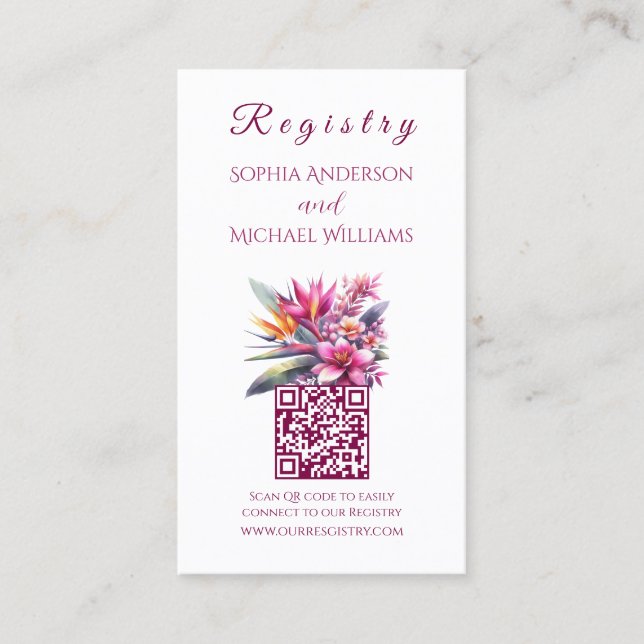 Tropical Bliss-Registry-Honeymoon Visitkort (Framsida)