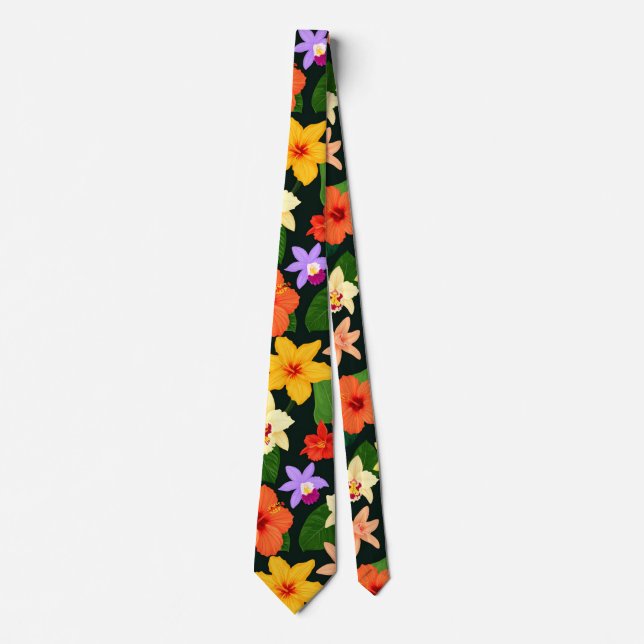 Tropical Blommigt Neck Tie Slips (Framsida)