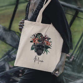 Tropical Blommigt Skull Personlig Halloween Tygkasse