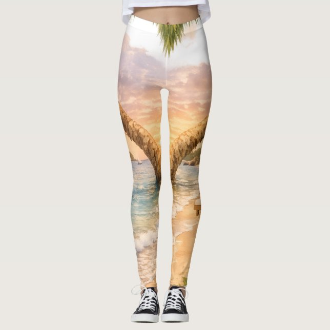 Tropical Bloom Solnedgångsleggings Leggings (Framsida)