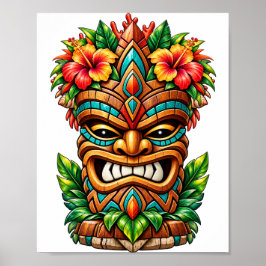 Tropical Bloom Tiki-maskaffisch Poster