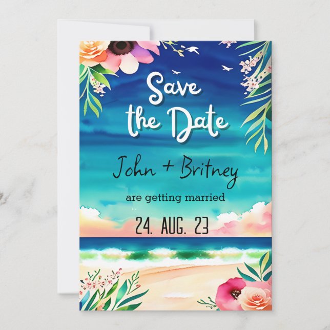 Tropical Blooms: Wedding Save the Dat Inbjudningar (Framsida)