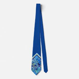 Tropical Blue Blommigt Neck Tie Slips