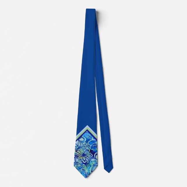 Tropical Blue Blommigt Neck Tie Slips (Framsida)