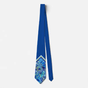 Tropical Blue Blommigt Neck Tie Slips
