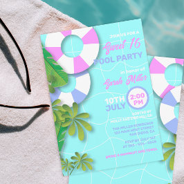 Tropical Blue Pool Float Söt 16-årsfest Inbjudningar