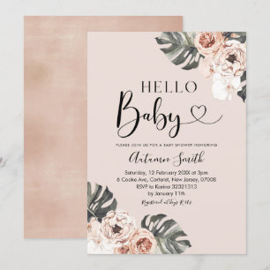 Tropical Boho Blommigt Hej Baby Baby Shower Inbjudningar