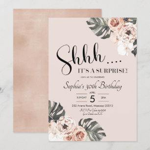 Tropical Boho Blommigt överraskningsfödelsedag - i Inbjudningar
