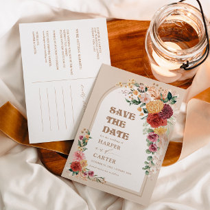 Tropical Boho Blommigt Pampas Grass Save Date