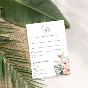 Tropical Boho Botanical Bröllop Reply OSA Kort