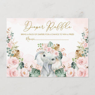  Tropical Boho Elephant Baby Diaper Raffle Tilläggskort