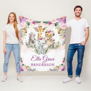 Tropical Boho Jungle Safari Vilda djur Flicka Fleecefilt