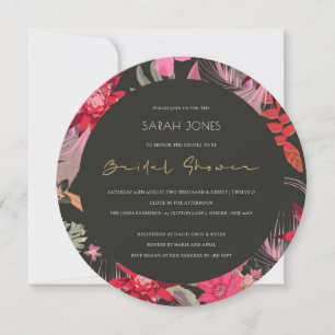 Tropical Boho Mörk Blommigt Möhippa Inbjudan