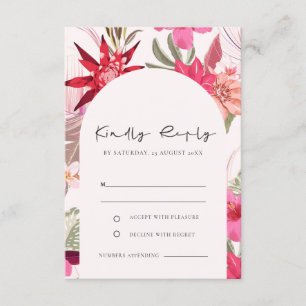 Tropical Boho Red blommigt Bröllop OSA Tilläggskort