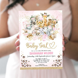  Tropical Boho Safari Animals Baby Shower Inbjudningar